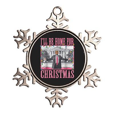 ILl Be Home For Christmas Santa Funny Trump Xmas Pajamas Metallic Star Ornament