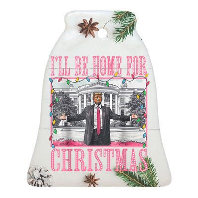 ILl Be Home For Christmas Santa Funny Trump Xmas Pajamas Ceramic Bell Ornament