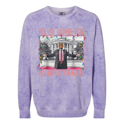 ILl Be Home For Christmas Santa Funny Trump Xmas Pajamas Colorblast Crewneck Sweatshirt