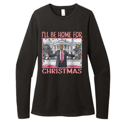 ILl Be Home For Christmas Santa Funny Trump Xmas Pajamas Womens CVC Long Sleeve Shirt