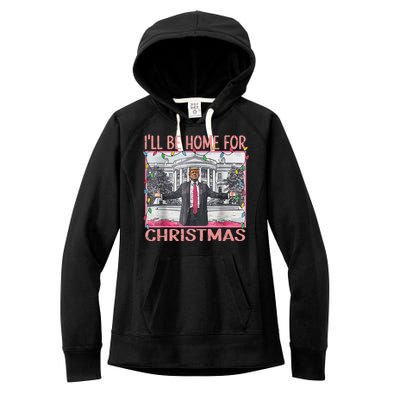 ILl Be Home For Christmas Santa Funny Trump Xmas Pajamas Women's Fleece Hoodie