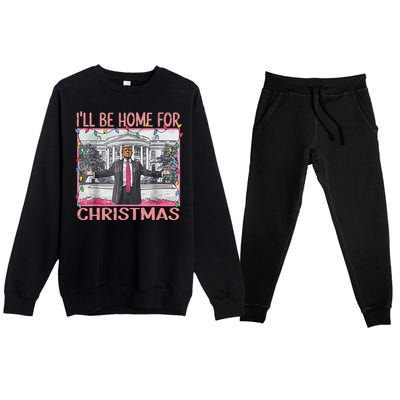 ILl Be Home For Christmas Santa Funny Trump Xmas Pajamas Premium Crewneck Sweatsuit Set