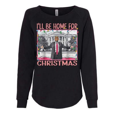 ILl Be Home For Christmas Santa Funny Trump Xmas Pajamas Womens California Wash Sweatshirt