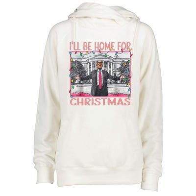 ILl Be Home For Christmas Santa Funny Trump Xmas Pajamas Womens Funnel Neck Pullover Hood