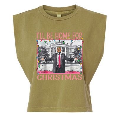 ILl Be Home For Christmas Santa Funny Trump Xmas Pajamas Garment-Dyed Women's Muscle Tee