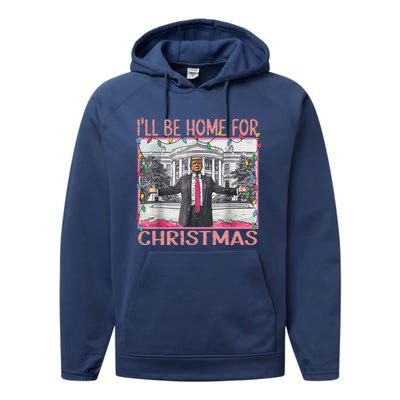 ILl Be Home For Christmas Santa Funny Trump Xmas Pajamas Performance Fleece Hoodie