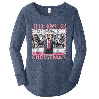 ILl Be Home For Christmas Santa Funny Trump Xmas Pajamas Women's Perfect Tri Tunic Long Sleeve Shirt