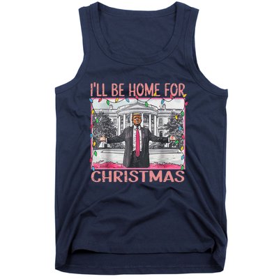 ILl Be Home For Christmas Santa Funny Trump Xmas Pajamas Tank Top