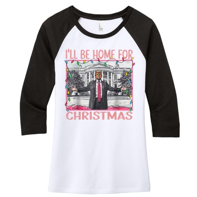 ILl Be Home For Christmas Santa Funny Trump Xmas Pajamas Women's Tri-Blend 3/4-Sleeve Raglan Shirt