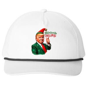 ILl Be Home For Christmas Funny Santa Claus Trump 2024 Snapback Five-Panel Rope Hat