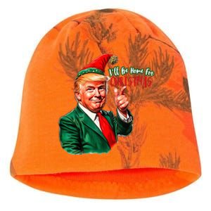 ILl Be Home For Christmas Funny Santa Claus Trump 2024 Kati - Camo Knit Beanie