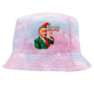 ILl Be Home For Christmas Funny Santa Claus Trump 2024 Tie-Dyed Bucket Hat