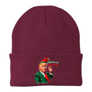 ILl Be Home For Christmas Funny Santa Claus Trump 2024 Knit Cap Winter Beanie