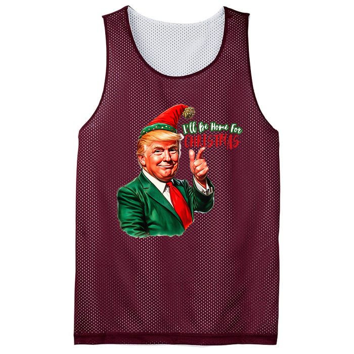 ILl Be Home For Christmas Funny Santa Claus Trump 2024 Mesh Reversible Basketball Jersey Tank