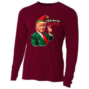 ILl Be Home For Christmas Funny Santa Claus Trump 2024 Cooling Performance Long Sleeve Crew