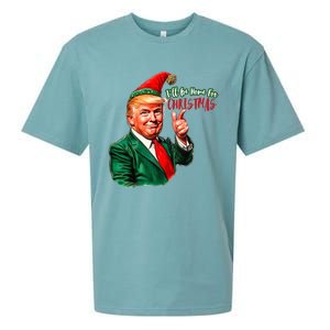 ILl Be Home For Christmas Funny Santa Claus Trump 2024 Sueded Cloud Jersey T-Shirt