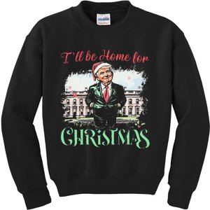 ILl Be Home For Christmas Funny Santa Trump 2024 Election Kids Sweatshirt