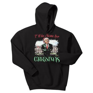 ILl Be Home For Christmas Funny Santa Trump 2024 Election Kids Hoodie