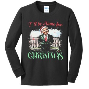 ILl Be Home For Christmas Funny Santa Trump 2024 Election Kids Long Sleeve Shirt