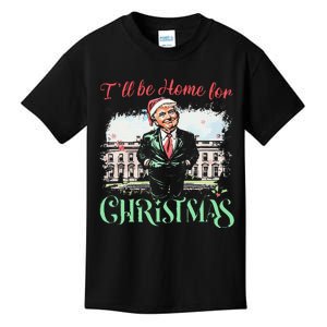 ILl Be Home For Christmas Funny Santa Trump 2024 Election Kids T-Shirt