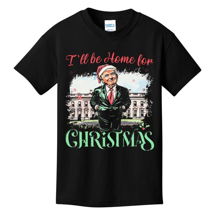 ILl Be Home For Christmas Funny Santa Trump 2024 Election Kids T-Shirt