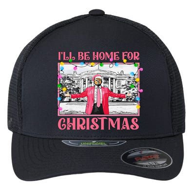 ILl Be Home For Christmas Santa Funny Trump Xmas Pajamas Flexfit Unipanel Trucker Cap