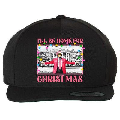 ILl Be Home For Christmas Santa Funny Trump Xmas Pajamas Wool Snapback Cap