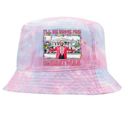 ILl Be Home For Christmas Santa Funny Trump Xmas Pajamas Tie-Dyed Bucket Hat