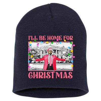 ILl Be Home For Christmas Santa Funny Trump Xmas Pajamas Short Acrylic Beanie