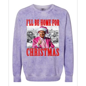 ILl Be Home For Christmas Santa Funny Trump Xmas Pajamas Colorblast Crewneck Sweatshirt