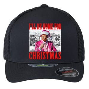 ILl Be Home For Christmas Santa Funny Trump Xmas Pajamas Flexfit Unipanel Trucker Cap