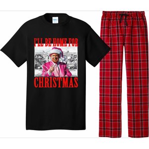 ILl Be Home For Christmas Santa Funny Trump Xmas Pajamas Pajama Set