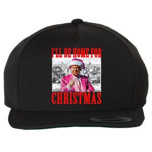 ILl Be Home For Christmas Santa Funny Trump Xmas Pajamas Wool Snapback Cap