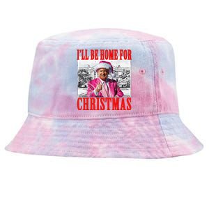 ILl Be Home For Christmas Santa Funny Trump Xmas Pajamas Tie-Dyed Bucket Hat