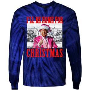 ILl Be Home For Christmas Santa Funny Trump Xmas Pajamas Tie-Dye Long Sleeve Shirt