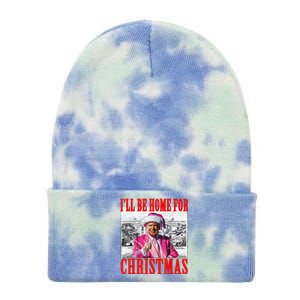 ILl Be Home For Christmas Santa Funny Trump Xmas Pajamas Tie Dye 12in Knit Beanie