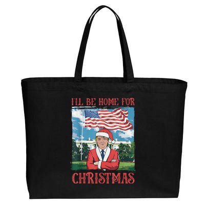 ILl Be Home For Christmas Funny Santa Trump Xmas Pajamas Cotton Canvas Jumbo Tote