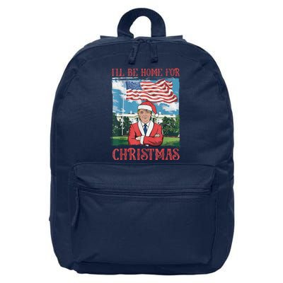 ILl Be Home For Christmas Funny Santa Trump Xmas Pajamas 16 in Basic Backpack