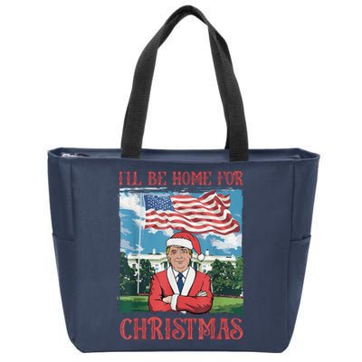 ILl Be Home For Christmas Funny Santa Trump Xmas Pajamas Zip Tote Bag