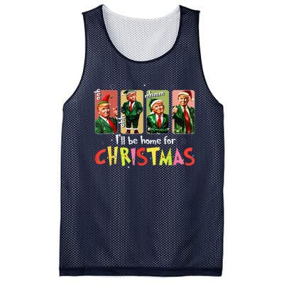 ILl Be Home For Christmas Funny Trump Santa Elf Squad Mesh Reversible Basketball Jersey Tank