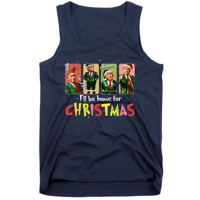 ILl Be Home For Christmas Funny Trump Santa Elf Squad Tank Top