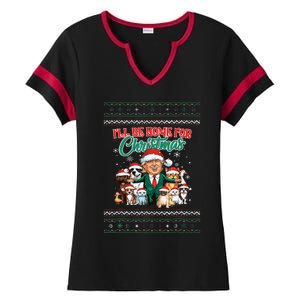 ILl Be Home For Christmas Funny Santa Claus Trump 2024 Ladies Halftime Notch Neck Tee