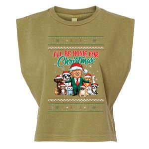 ILl Be Home For Christmas Funny Santa Claus Trump 2024 Garment-Dyed Women's Muscle Tee