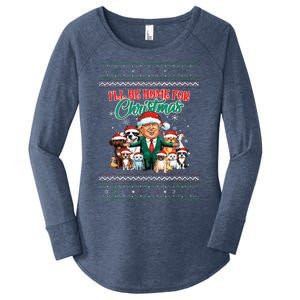 ILl Be Home For Christmas Funny Santa Claus Trump 2024 Women's Perfect Tri Tunic Long Sleeve Shirt