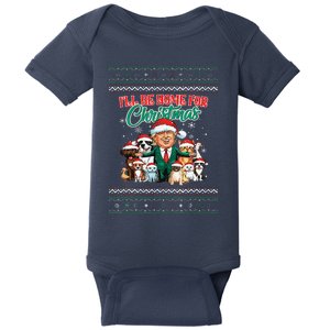 ILl Be Home For Christmas Funny Santa Claus Trump 2024 Baby Bodysuit