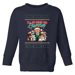 ILl Be Home For Christmas Funny Santa Claus Trump 2024 Toddler Sweatshirt