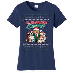 ILl Be Home For Christmas Funny Santa Claus Trump 2024 Women's T-Shirt