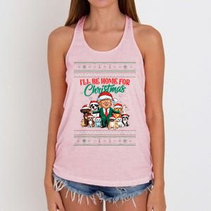 ILl Be Home For Christmas Funny Santa Claus Trump 2024 Women's Knotted Racerback Tank