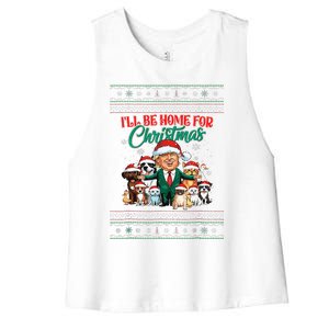 ILl Be Home For Christmas Funny Santa Claus Trump 2024 Women's Racerback Cropped Tank