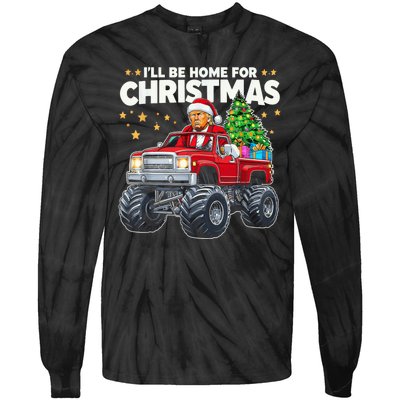 ILl Be Home For Christmas Donald Trump Christmas Tie-Dye Long Sleeve Shirt